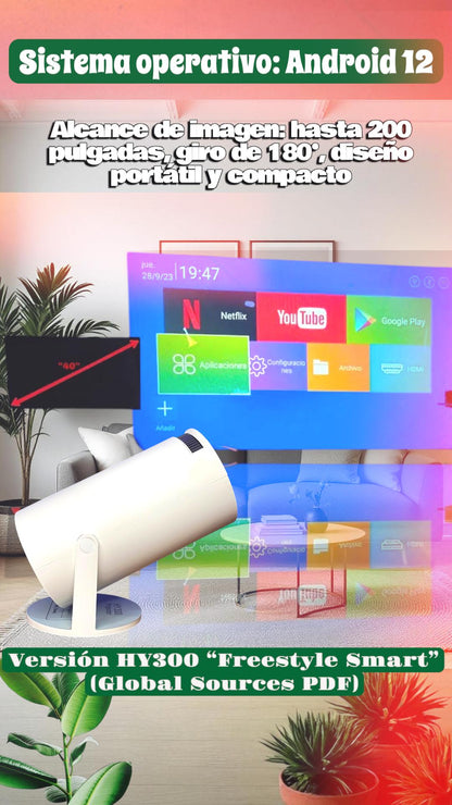 Proyector HY 300 SMART 4K con ANDROID, HDMI, WIFI Y BLUETOOH